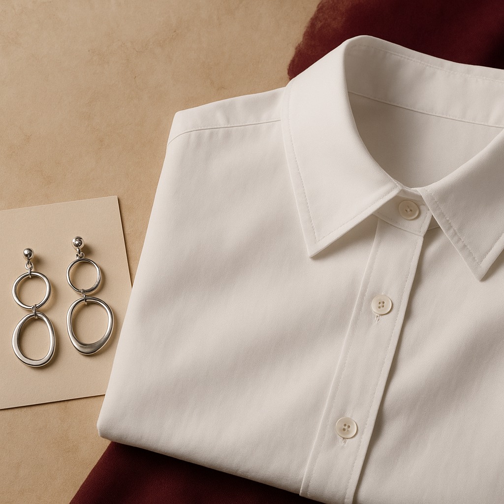 A close look at blouse shapes and earring details